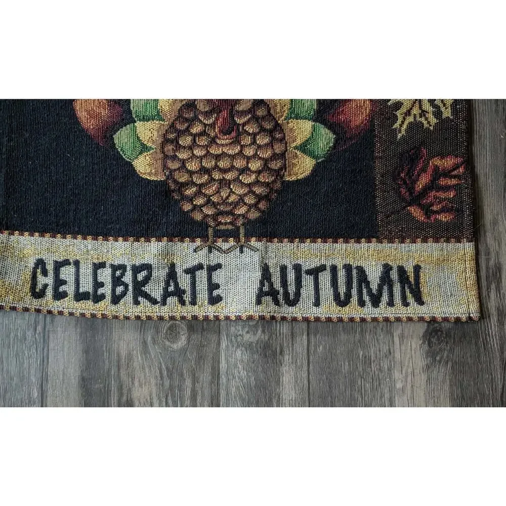 Thanksgiving Celebrate Autumn Table Runner Tapestry Material 64” X 13” Turkey